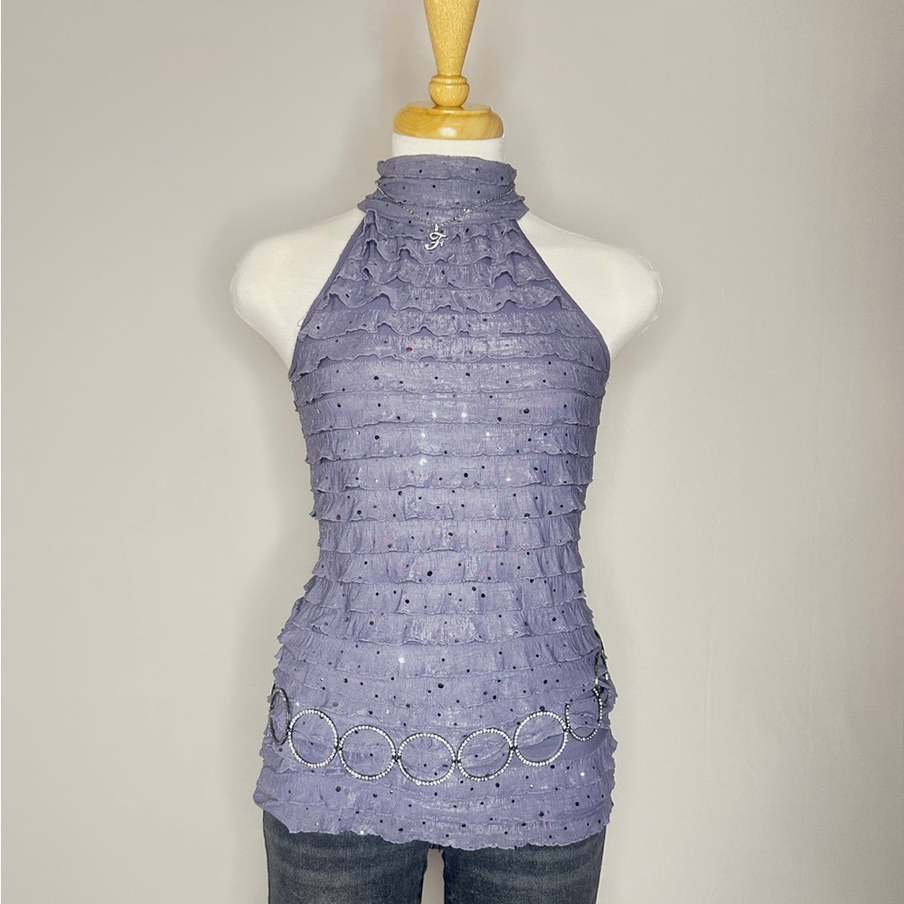 Y2K Lavender halter Top with sequins